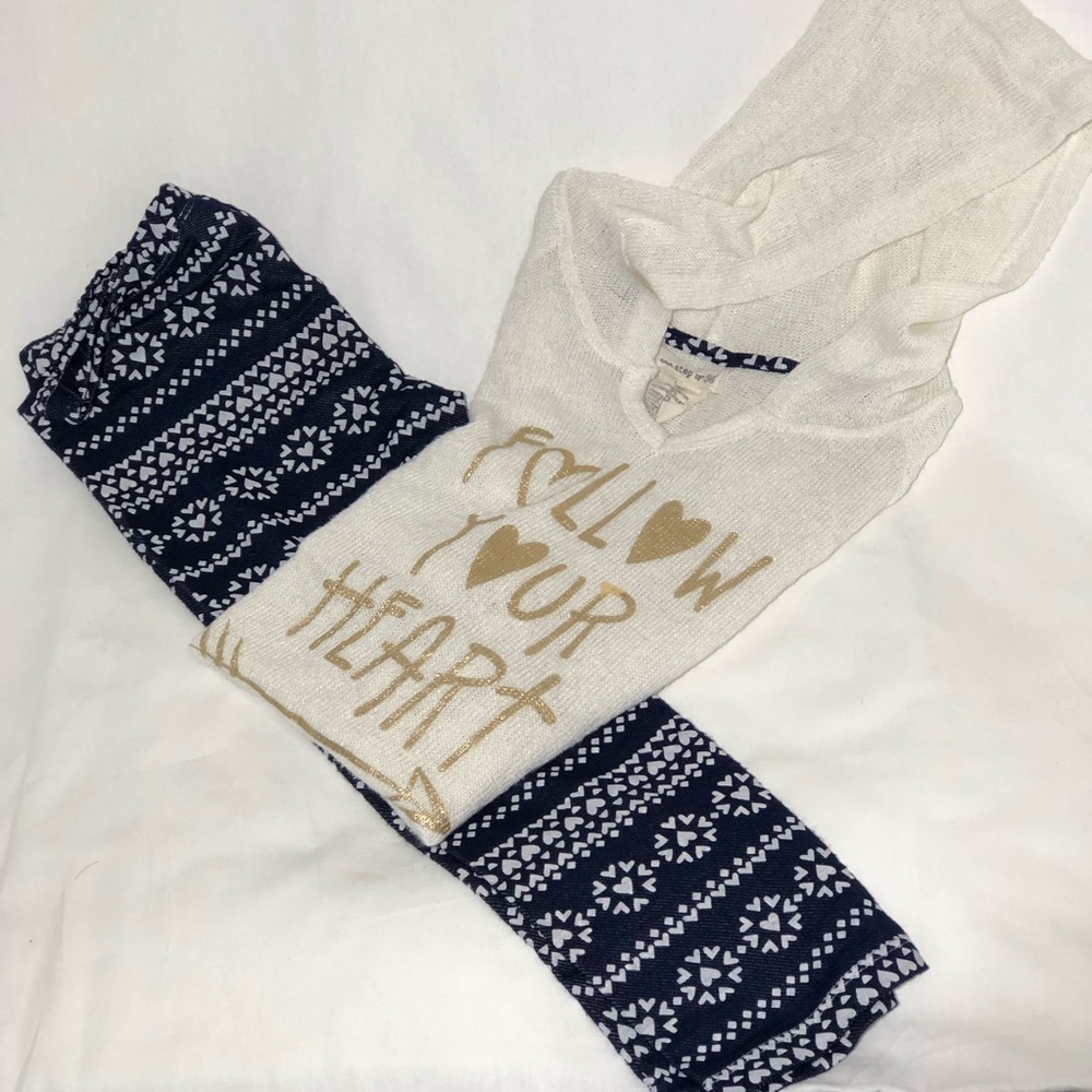 Girls “Heart Snowflake” Legging Blue White L/G 6X